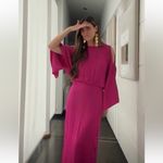 ZARA NWT  Woman SS24 Satin Effect Open Back Dress Magenta, Sz Small Photo 8