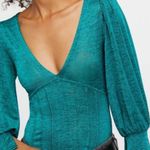 Free People  Killer Queen dark green long sleeve blouse Photo 0