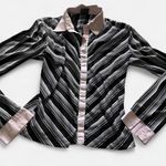None Y2K Vintage Chevron Stripe Baby Pink + Black Stretch Button Down k fashion xl Photo 2