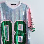 Sequin Jersey Graphic Short Sleeve Shirt Dress Pink Size M Photo 2