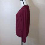 Maurice's  Maroon pleated lightweight stretchy long sleeve top Photo 2