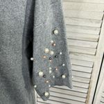 A New Day Crewneck Short Sleeve Sweater w Pearl Embellished Sleeves Gray-Small Photo 1