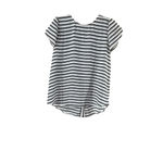 Loft  White Black Striped Short Sleeve Blouse - Small Photo 8