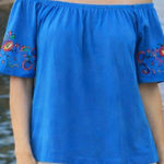 Westport  blue embroidered sleeve blouse xs Photo 0