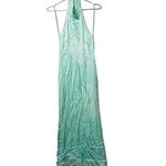 LAPOINTE Metallic Mint Green Halter Neckline Backless Satin Gown Dress Size 4 Photo 3