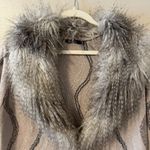 Nic Zoe Cardigan Sweater Open Front Fur Trim Art Lagenlook Boho Preppy Whimsical Photo 1