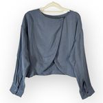 Madewell  Relaxed Tulip-Back Top Women's XS Blue Gray Long Sleeve Open Back NWT Photo 3