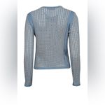 Tory Burch Honeycomb Open Knit Long Sleeve Pullover Sweater Light Blue Medium M Photo 3