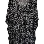 MICHAEL Michael Kors Black Leopard Animal Print Kaftan Tunic Beach Coverup 1X Photo 0