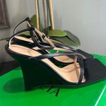 Bottega Veneta  Stretch Ankle Strap Wedge Sandal Black Womens Size 36 6 Photo 8