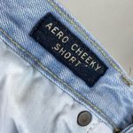 Aeropostale  Light Wash Distressed Denim Lace Hem Cheeky Shorts Photo 4