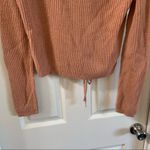 Ambiance Orange/Pink Lace Up Back Cropped Sweater Photo 5
