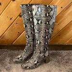 Universal Threads Universal thread gray black snake skin wide calf knee high heeled boots Photo 2