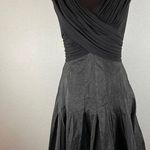 Tadashi Shoji Tadashi Collection Fit Flare Cocktail Dress 8 M Black Sleeveless Ruched V-Neck Photo 1