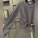 Parker  Nanette Striped Tie-Front Top Size   XXS Black/White Photo 2