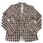 Joie ‎ Blazer Womens Medium Brown Anilah Empire Plaid Double Breasted Jacket Photo 1