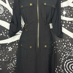 Sharagano Black Gold Pencil Mini Dress, Size 4 Photo 0