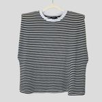 Boohoo NWT Women’s Sz.4 Stripe Padded Shoulders Tank Top Black & White Viscose Photo 1