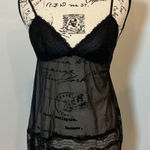 Gilligan & OMalley Black Lace Babydoll Chemise Sheer Lingerie Sleepwear Small Photo 0