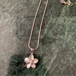 sterling silver plumeria Flower Pendant necklace CZ Center Brushed 20” 925 Photo 2