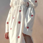 Free People  Boho White Emory Embroidered Midi Dress -Oversized Small‎ Photo 0