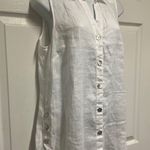 J. Jill Love White Linen Button Down Sleeveless Shirt Photo 0