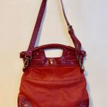 Michael Rome Leather Croc Print Shoulder Hand Bag Purse Magnetic Red 12” x 14” Photo 0