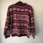 CORSAGE Vintage Womens Burgundy Nordic Fair Isle Knit Sweater Pullover Size L Red Size L Photo 3