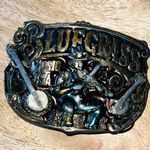 Vintage 1982 Brass Blue Grass Bekt Buckle Silver Photo 0