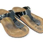 Birkenstock | Size 38 7-7.5 | GIZEH Patent Black Adjustable Buckle Thong Sandal Photo 1
