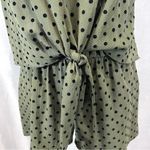 fab'rik Army green and black polka dot tie front romper with pockets size medium Photo 4