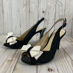 Kelly & Katie  Black Peep Toe Heels with Light Cream Bow Size 6 Photo 0