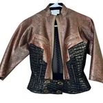 Y2K Byron Lars Beauty Mark Metallic Peplum Jacket Mixed Media Blazer Rose Sz 2 Pink Photo 10