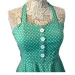 Sara U.S.A Vintage Retro Pin Up Halter Dress Green and white polkdot size large Photo 2