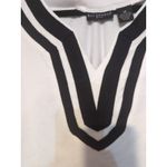 Bay Studio White & Black Stripe V Neck, Women's 1X Tunic Top, 3/4 Sleeve Photo 4