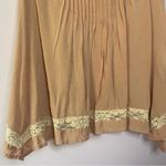 Cape Juby Pink White Lace Short Sleeve Pintuck Flowy Boho Blouse Top Medium Photo 5