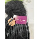Winter hat Black Ribbed Knit Beanie with Faux Fur Pom Pom brand new Go & Go‎ Photo 4