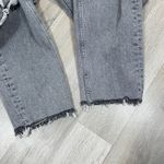 ZARA Distressed High Waist Cropped Raw Hem Stretch Jeans Grey Black 6 Photo 5