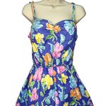 Vintage Gabar One Piece Swimsuit Blue Floral Shorts Size 10/Small Tropical 60s Photo 0