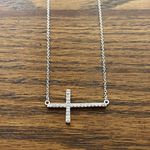 Vintage 925 Sterling Silver Cross Pendant Necklace Photo 2