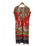 Johnny Was  Rapsodia Maxi Henley Dress Multicolor Floral M Red Green Blue Cream Photo 2