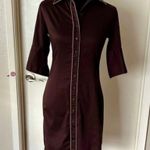 EXPRESS Women’s 3/4 Sleeve Button Down Stretch Sheath Midi Dress Brown Size 5/6 Photo 0