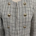 ZARA  New Women Luxury Ecru Black Fitted Textured Round Collar Blazer Size L Photo 15