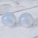 Vintage Screw On Earrings Retro Domed Frosted Light Blue 0.75" Photo 1