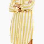 Sharagano Yellow and White Striped Shirt Dress Size 10 Photo 0