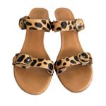 Coldwater Creek Y2K FUR LEOPARD BUCKLE STRAPPY HEELS WEDGE SANDALS SZ. 8-8.5 Photo 2