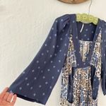 Free People Tallulah Mini Dress Blue Boho Kimono Short Sleeve XS Photo 2