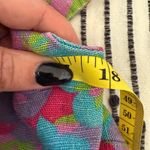 Handmade 1960s Vintage Pink and Blue Floral Linen High Neck Shift Dress | Medium Photo 4