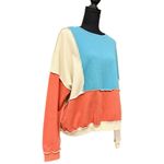 easel  Colorblock Crewneck Sweatshirt Blue Coral Cream Cotton Size Small EUC Photo 4