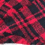 David & Young  red plaid large triangular fringe wrap scarf Photo 2
